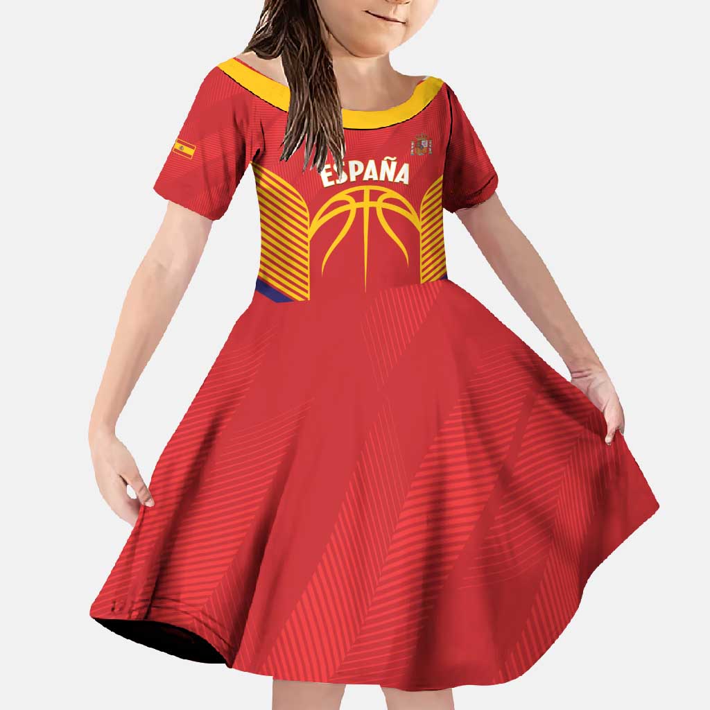 Spain Basketball Custom Family Matching Off Shoulder Maxi Dress and Hawaiian Shirt La Roja Go Champions - Wonder Print Shop