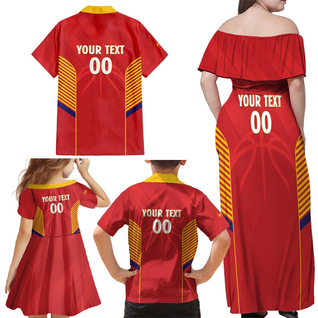 Spain Basketball Custom Family Matching Off Shoulder Maxi Dress and Hawaiian Shirt La Roja Go Champions - Wonder Print Shop
