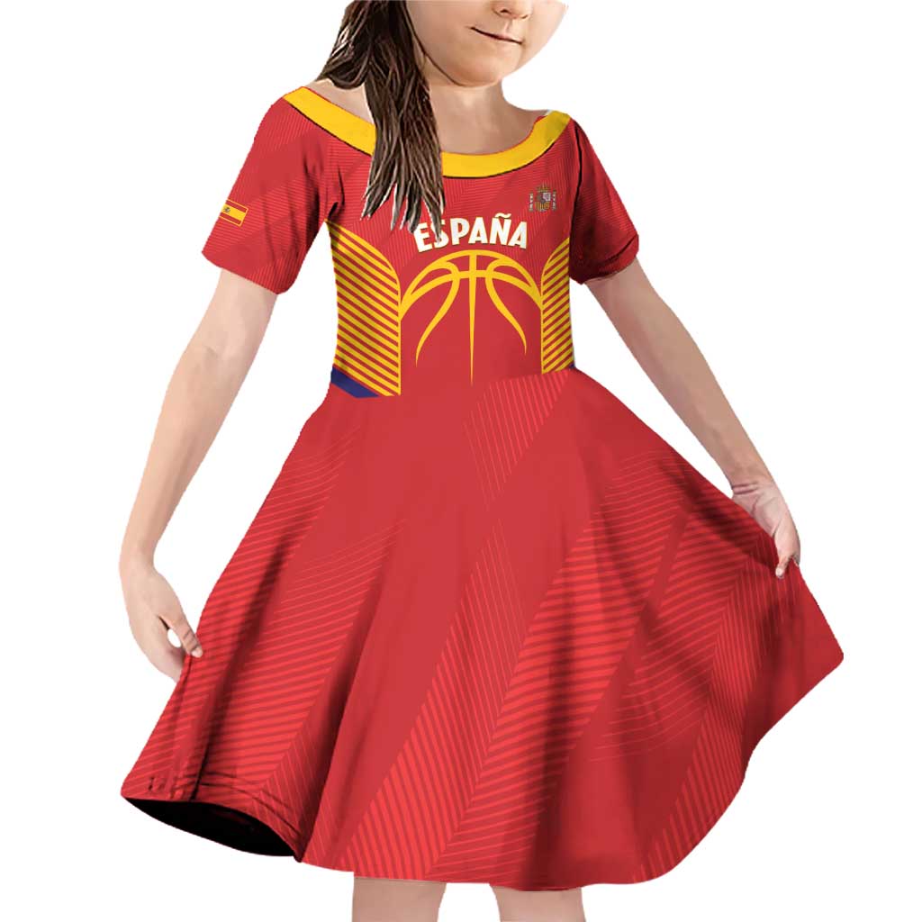 Spain Basketball Custom Family Matching Off Shoulder Short Dress and Hawaiian Shirt La Roja Go Champions - Wonder Print Shop