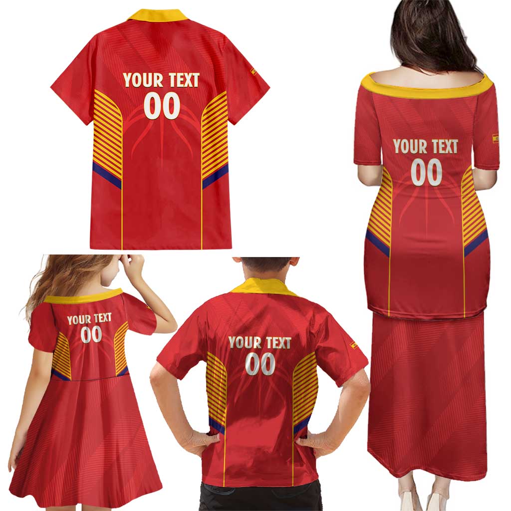 Spain Basketball Custom Family Matching Puletasi and Hawaiian Shirt La Roja Go Champions - Wonder Print Shop
