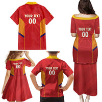 Spain Basketball Custom Family Matching Puletasi and Hawaiian Shirt La Roja Go Champions - Wonder Print Shop