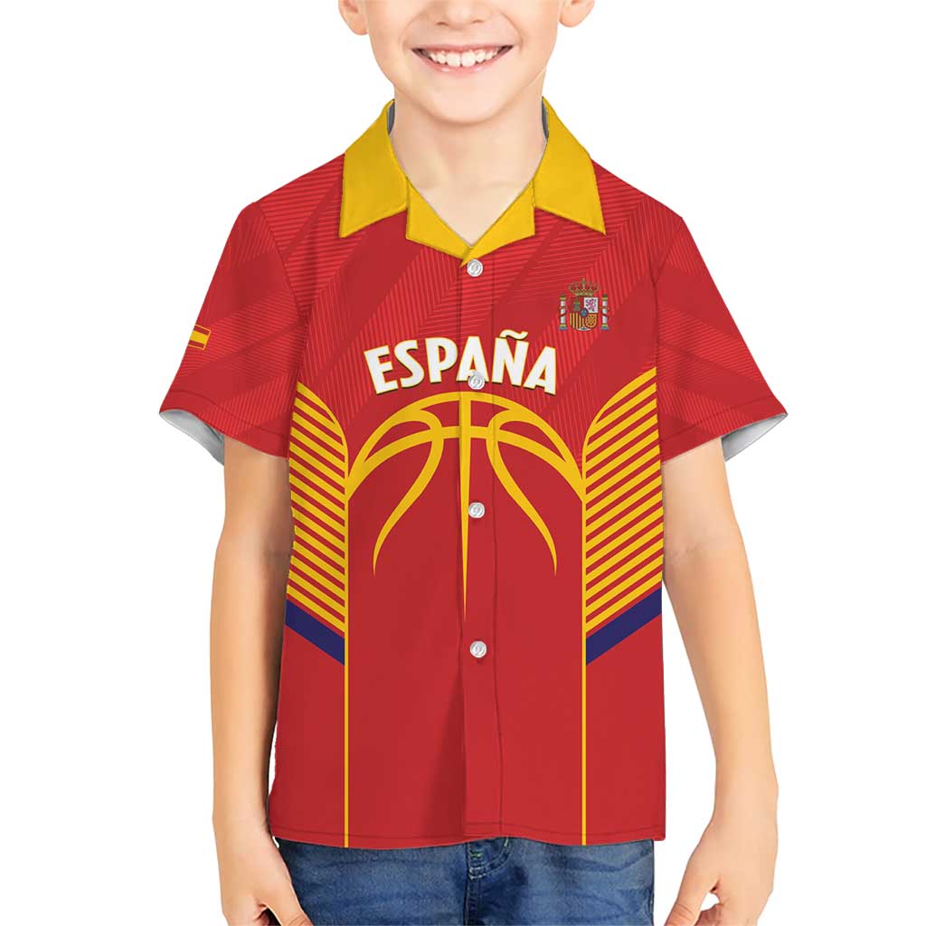 Spain Basketball Custom Family Matching Short Sleeve Bodycon Dress and Hawaiian Shirt La Roja Go Champions - Wonder Print Shop