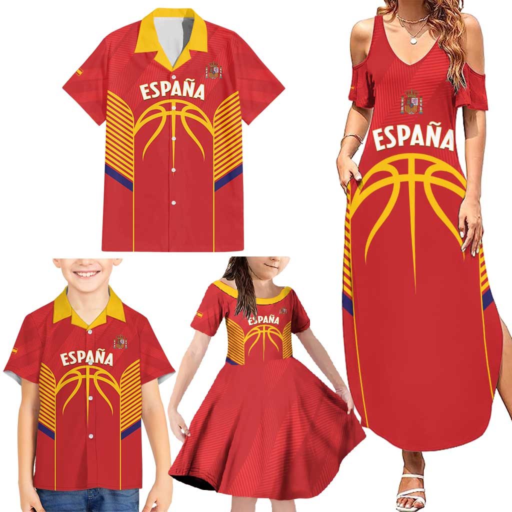 Spain Basketball Custom Family Matching Summer Maxi Dress and Hawaiian Shirt La Roja Go Champions - Wonder Print Shop