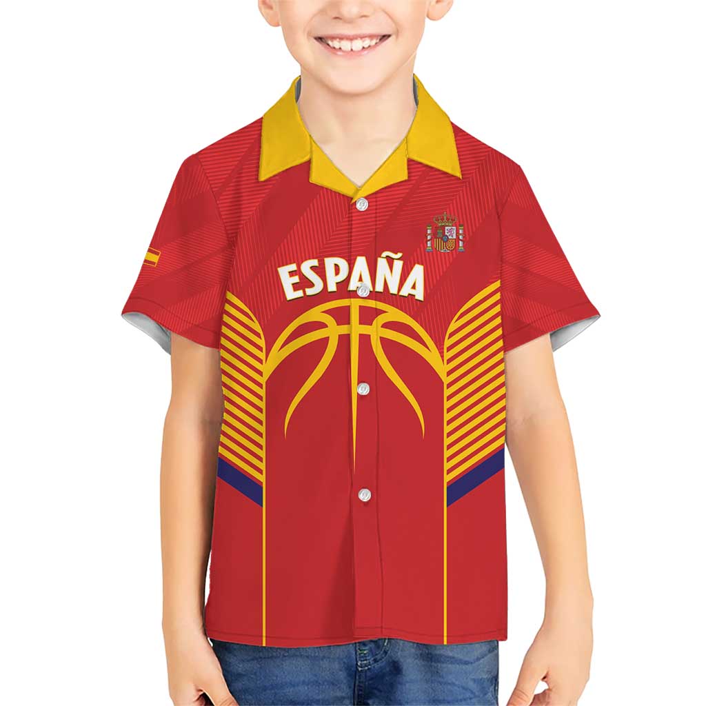 Spain Basketball Custom Kid Hawaiian Shirt La Roja Go Champions - Wonder Print Shop