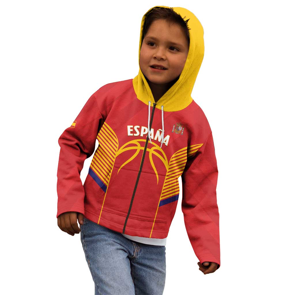 Spain Basketball Custom Kid Hoodie La Roja Go Champions - Wonder Print Shop