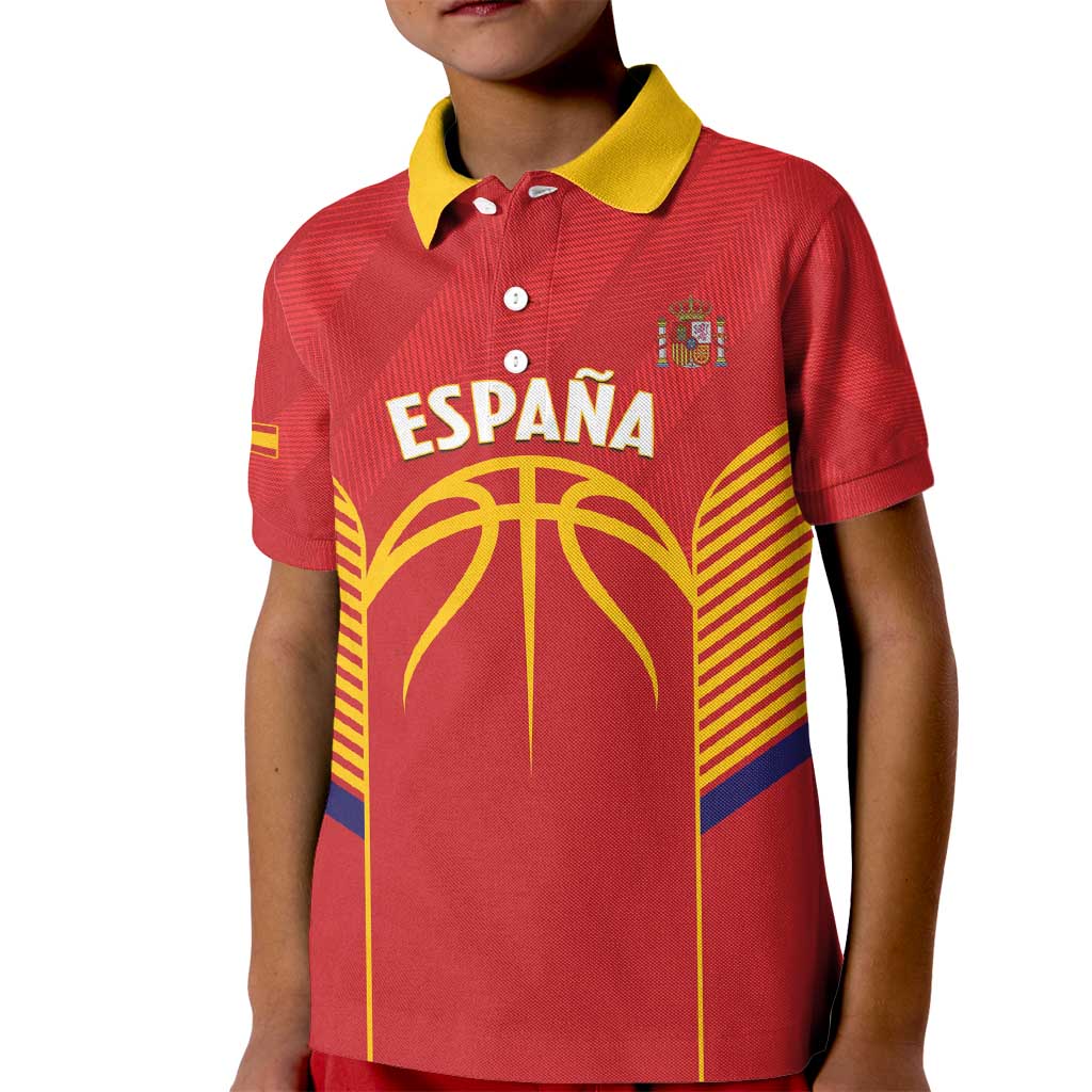 Spain Basketball Custom Kid Polo Shirt La Roja Go Champions - Wonder Print Shop