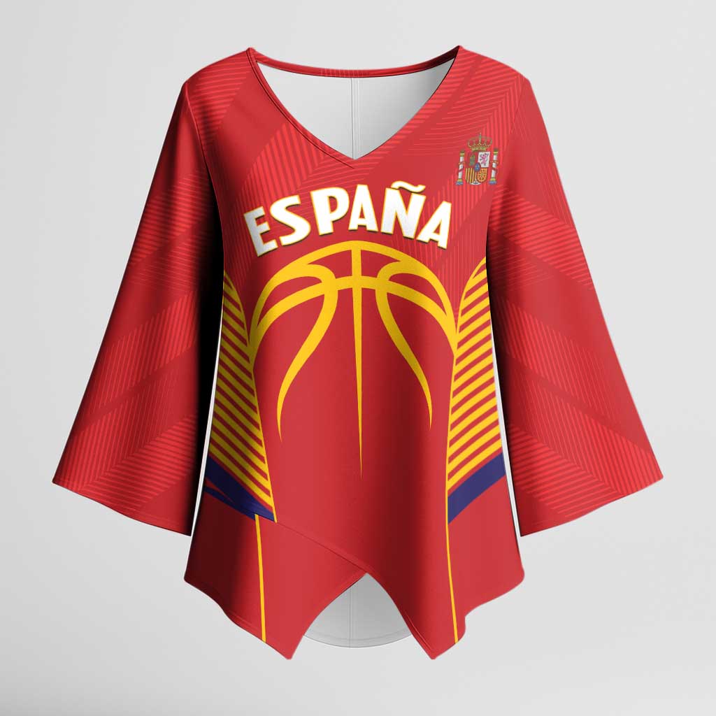 Spain Basketball Custom Kimono Sleeve Blouse La Roja Go Champions - Wonder Print Shop