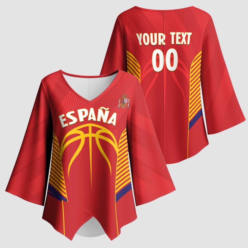 Spain Basketball Custom Kimono Sleeve Blouse La Roja Go Champions - Wonder Print Shop
