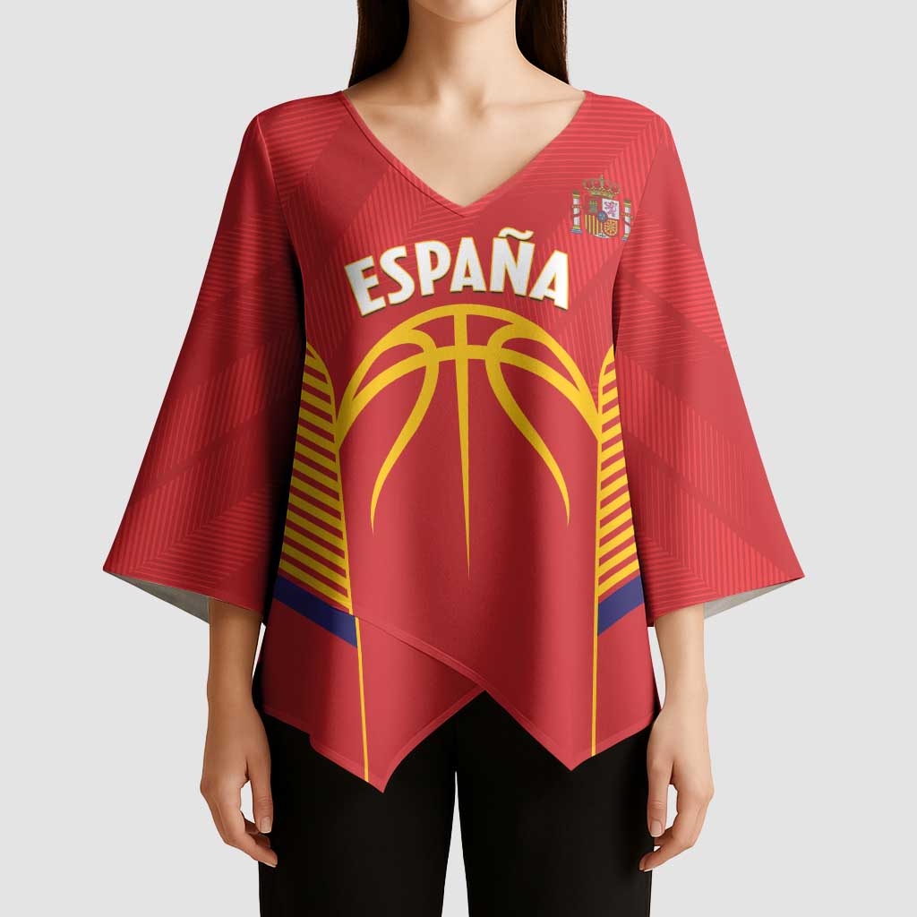 Spain Basketball Custom Kimono Sleeve Blouse La Roja Go Champions - Wonder Print Shop