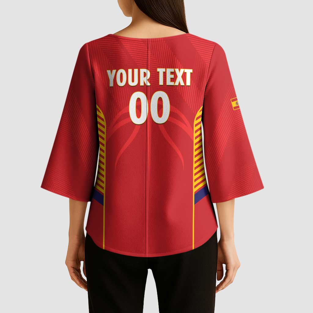 Spain Basketball Custom Kimono Sleeve Blouse La Roja Go Champions - Wonder Print Shop