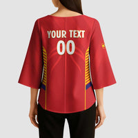 Spain Basketball Custom Kimono Sleeve Blouse La Roja Go Champions - Wonder Print Shop