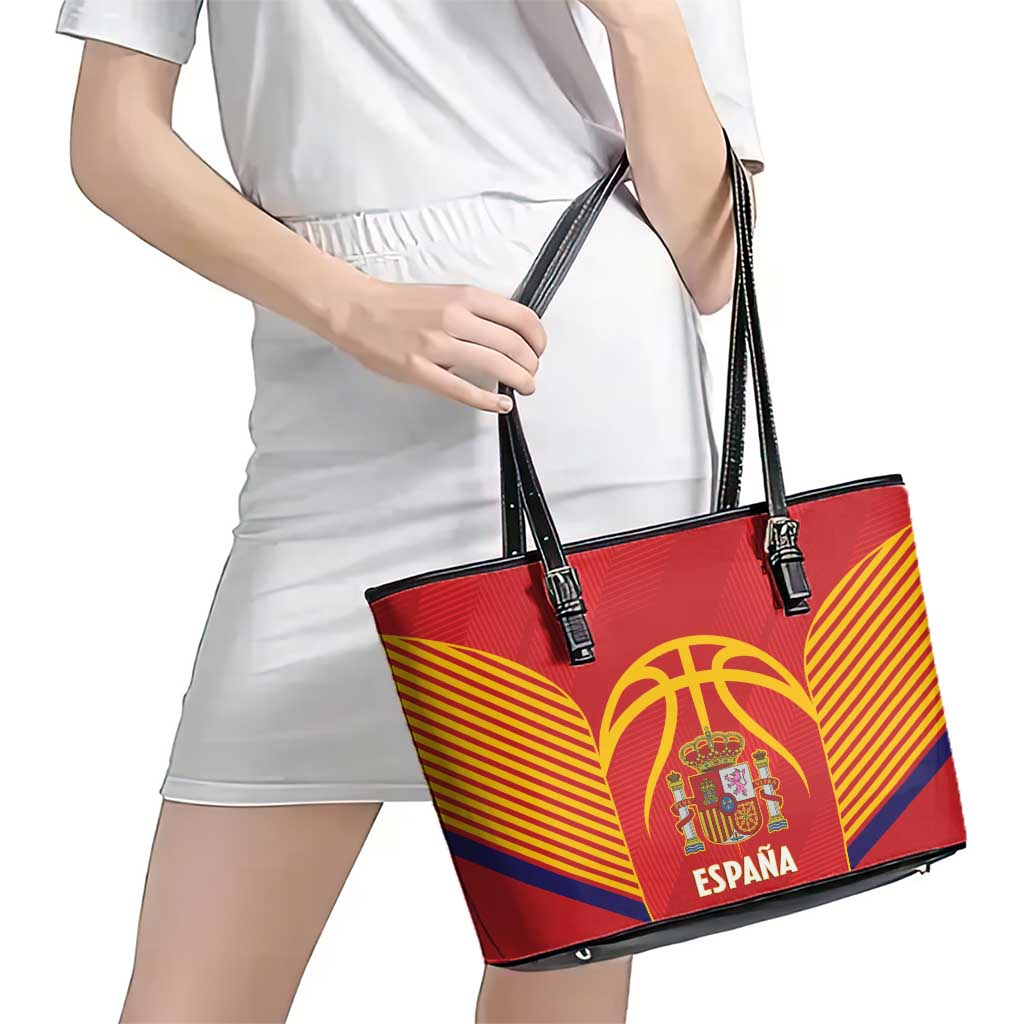 Spain Basketball Leather Tote Bag La Roja Go Champions - Wonder Print Shop