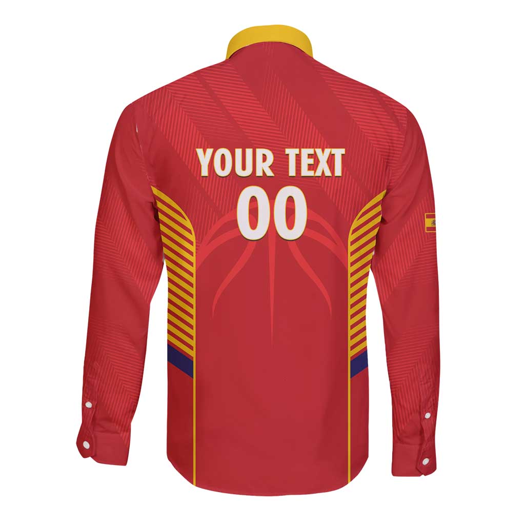 Spain Basketball Custom Long Sleeve Button Shirt La Roja Go Champions - Wonder Print Shop