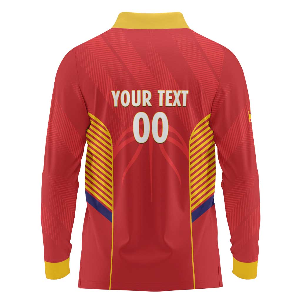 Spain Basketball Custom Long Sleeve Polo Shirt La Roja Go Champions - Wonder Print Shop