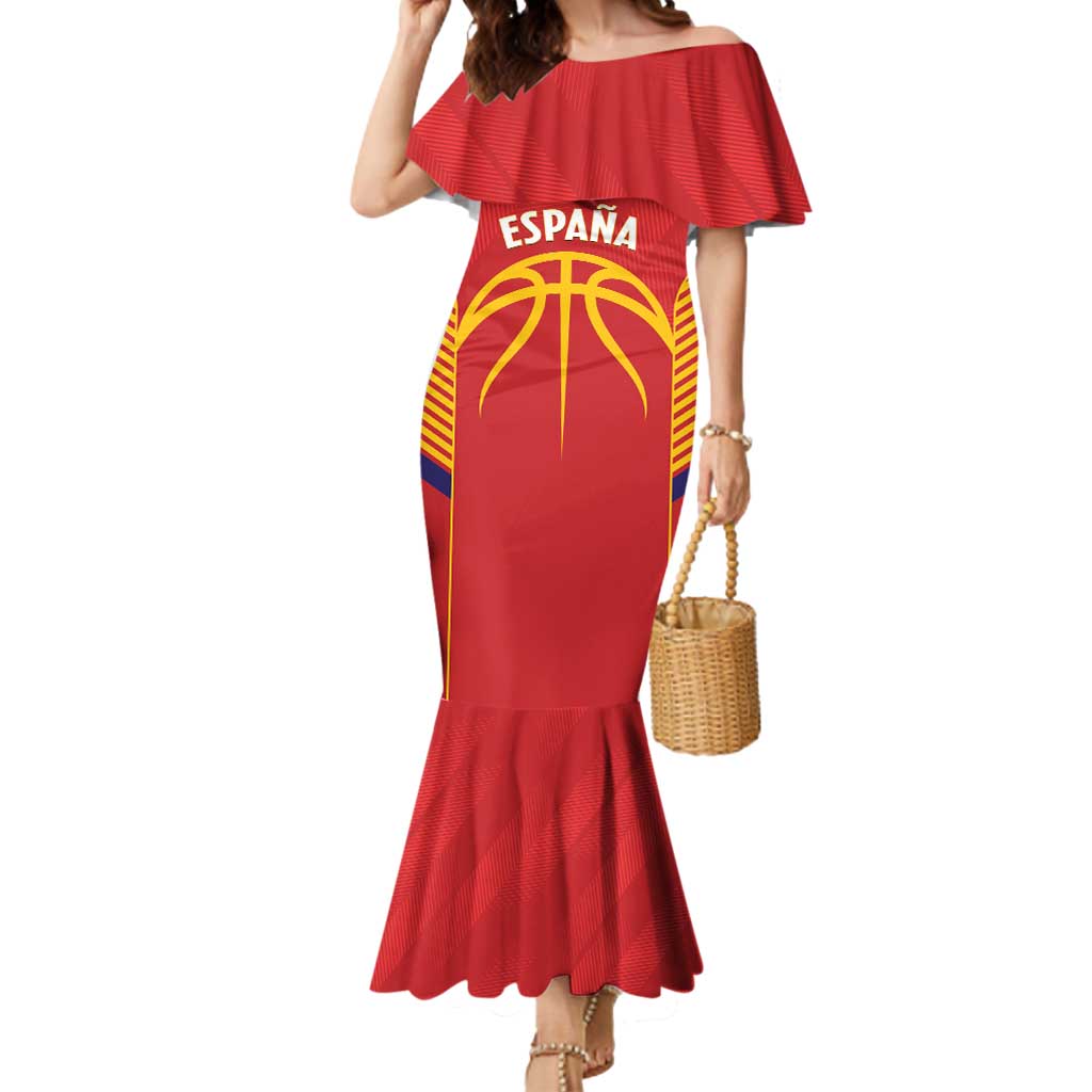 Spain Basketball Custom Mermaid Dress La Roja Go Champions - Wonder Print Shop