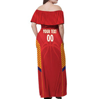 Spain Basketball Custom Off Shoulder Maxi Dress La Roja Go Champions - Wonder Print Shop