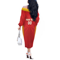 Spain Basketball Custom Off The Shoulder Long Sleeve Dress La Roja Go Champions - Wonder Print Shop