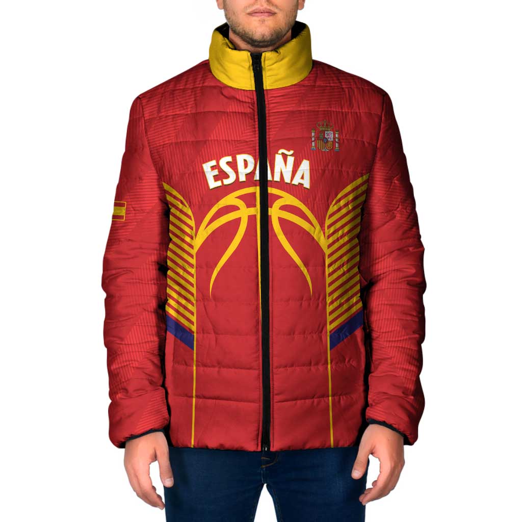Spain Basketball Custom Padded Jacket La Roja Go Champions - Wonder Print Shop