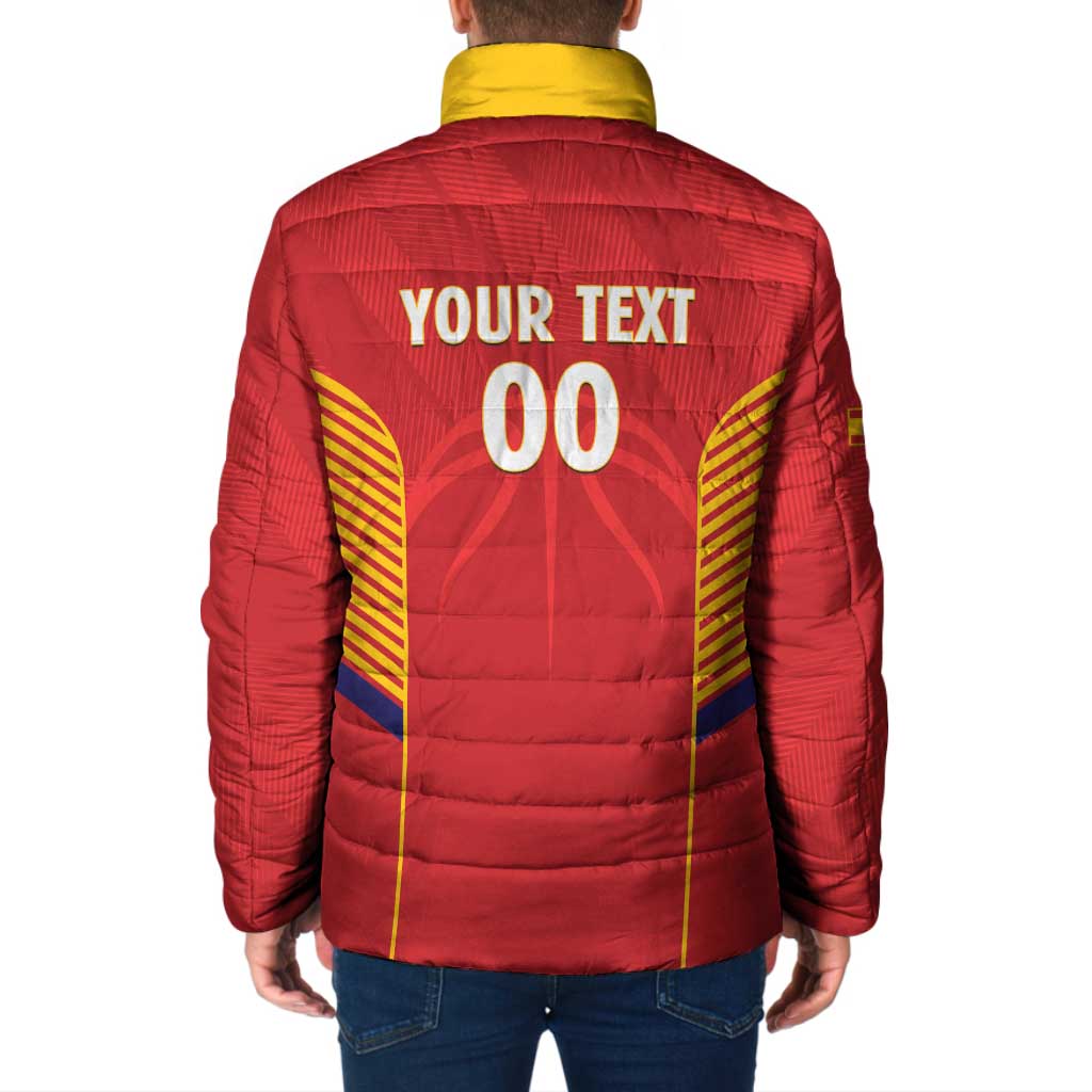 Spain Basketball Custom Padded Jacket La Roja Go Champions - Wonder Print Shop
