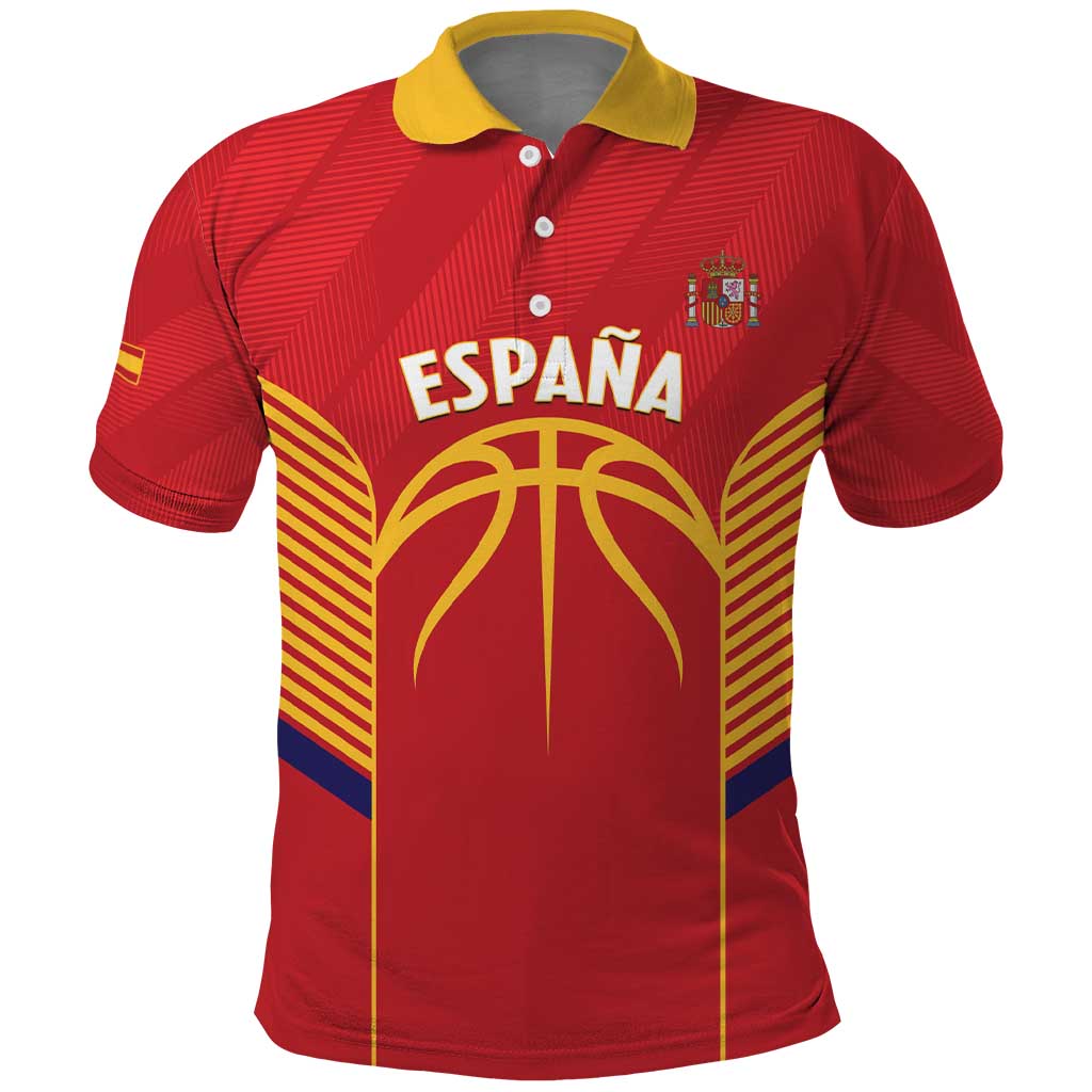 Spain Basketball Custom Polo Shirt La Roja Go Champions - Wonder Print Shop