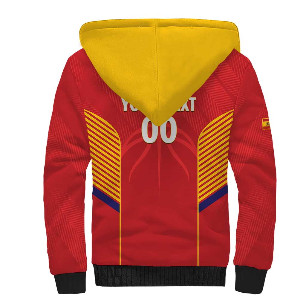 Spain Basketball Custom Sherpa Hoodie La Roja Go Champions - Wonder Print Shop