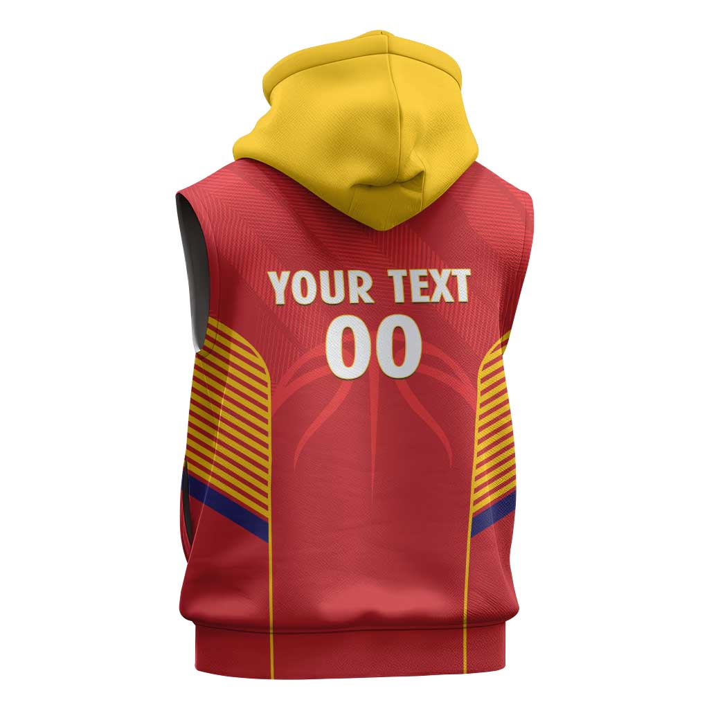 Spain Basketball Custom Sleeveless Zip Hoodie La Roja Go Champions - Wonder Print Shop