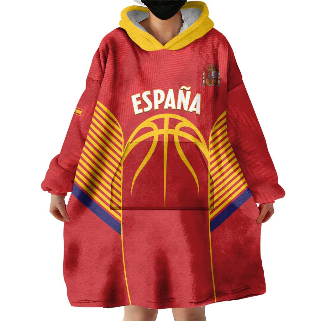Spain Basketball Custom Wearable Blanket Hoodie La Roja Go Champions - Wonder Print Shop
