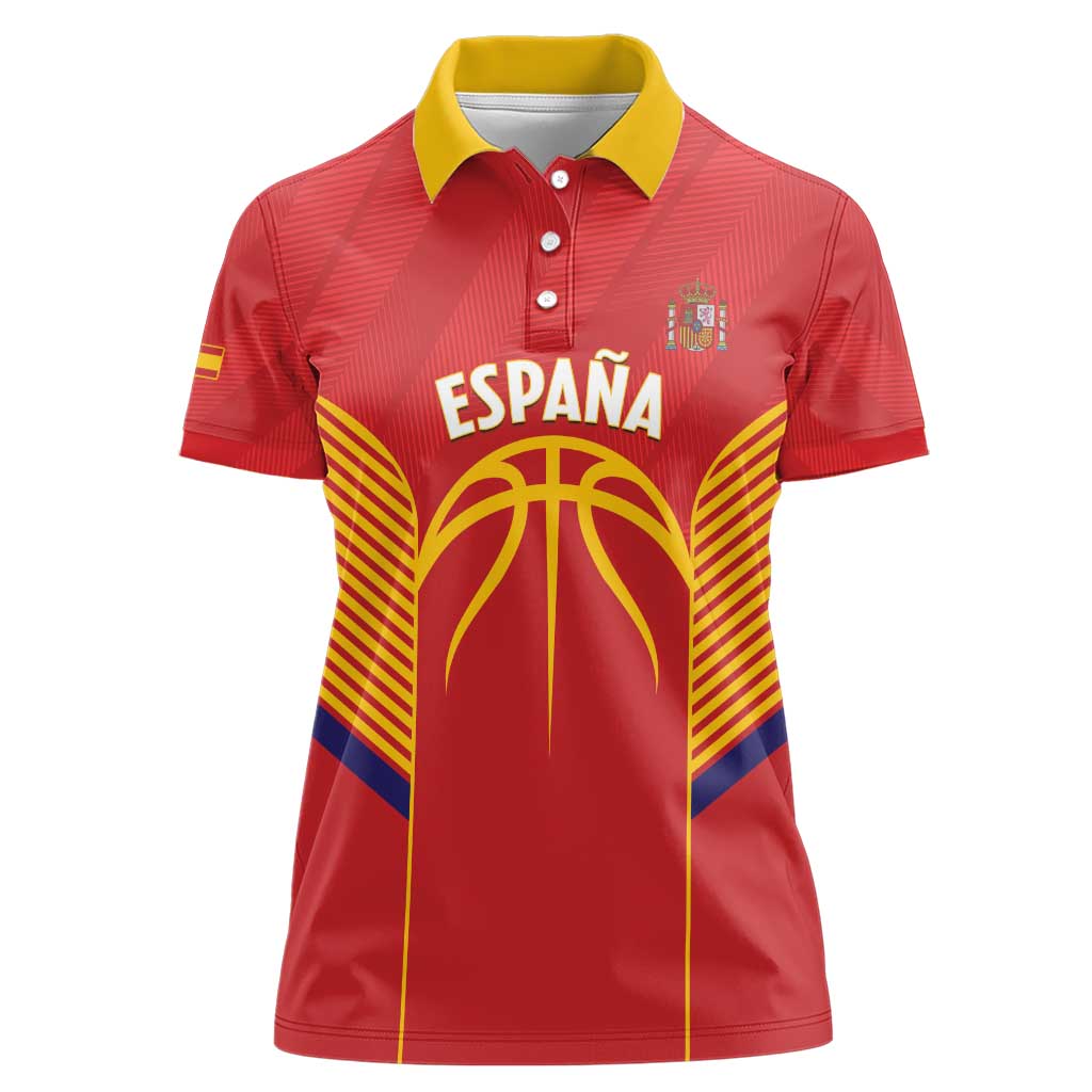 Spain Basketball Custom Women Polo Shirt La Roja Go Champions - Wonder Print Shop