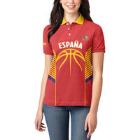Spain Basketball Custom Women Polo Shirt La Roja Go Champions - Wonder Print Shop