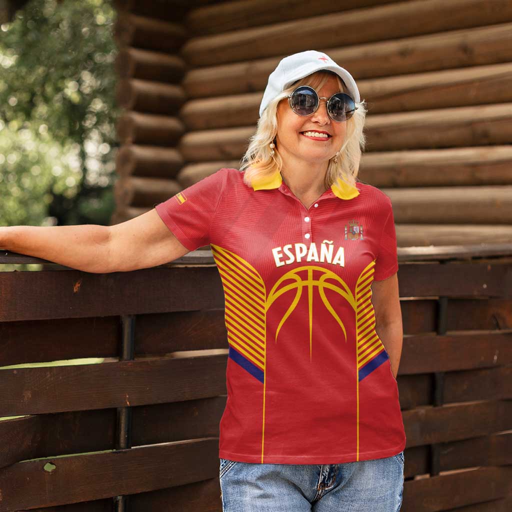 Spain Basketball Custom Women Polo Shirt La Roja Go Champions - Wonder Print Shop