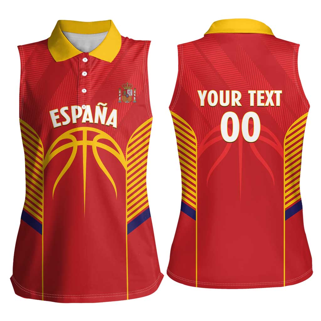 Spain Basketball Custom Women Sleeveless Polo Shirt La Roja Go Champions - Wonder Print Shop