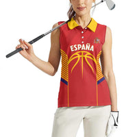 Spain Basketball Custom Women Sleeveless Polo Shirt La Roja Go Champions - Wonder Print Shop
