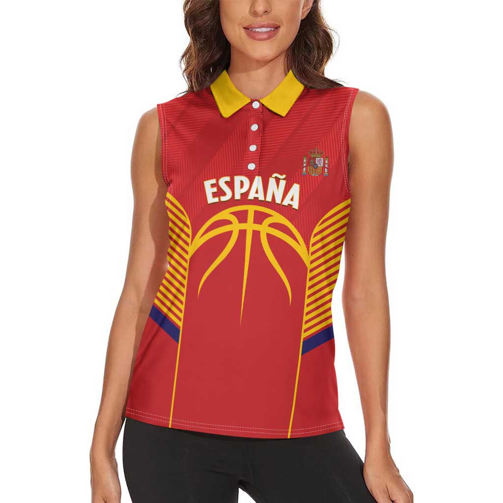 Spain Basketball Custom Women Sleeveless Polo Shirt La Roja Go Champions - Wonder Print Shop