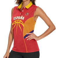 Spain Basketball Custom Women Sleeveless Polo Shirt La Roja Go Champions - Wonder Print Shop