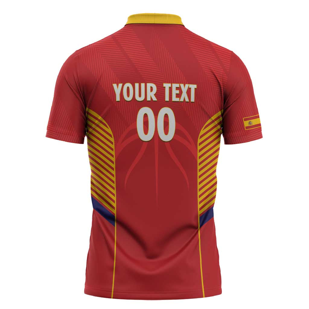 Spain Basketball Custom Zipper Polo Shirt La Roja Go Champions - Wonder Print Shop