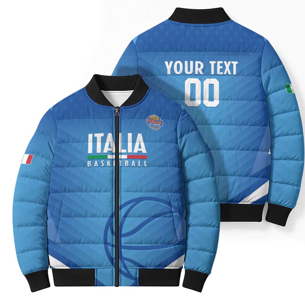 Italy Basketball Custom Bomber Puffer Jacket Gli Azzurri Go Champions - Wonder Print Shop