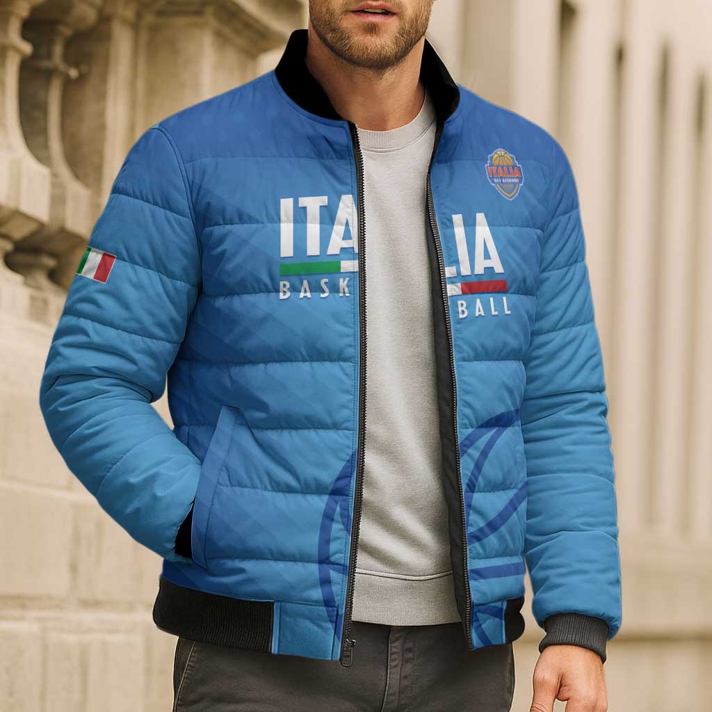 Italy Basketball Custom Bomber Puffer Jacket Gli Azzurri Go Champions - Wonder Print Shop