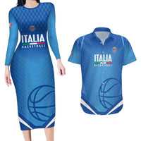 Italy Basketball Custom Couples Matching Long Sleeve Bodycon Dress and Hawaiian Shirt Gli Azzurri Go Champions - Wonder Print Shop