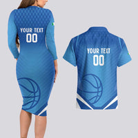 Italy Basketball Custom Couples Matching Long Sleeve Bodycon Dress and Hawaiian Shirt Gli Azzurri Go Champions - Wonder Print Shop