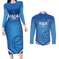 Italy Basketball Custom Couples Matching Long Sleeve Bodycon Dress and Long Sleeve Button Shirt Gli Azzurri Go Champions - Wonder Print Shop