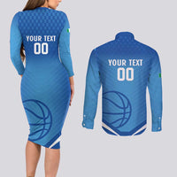 Italy Basketball Custom Couples Matching Long Sleeve Bodycon Dress and Long Sleeve Button Shirt Gli Azzurri Go Champions - Wonder Print Shop