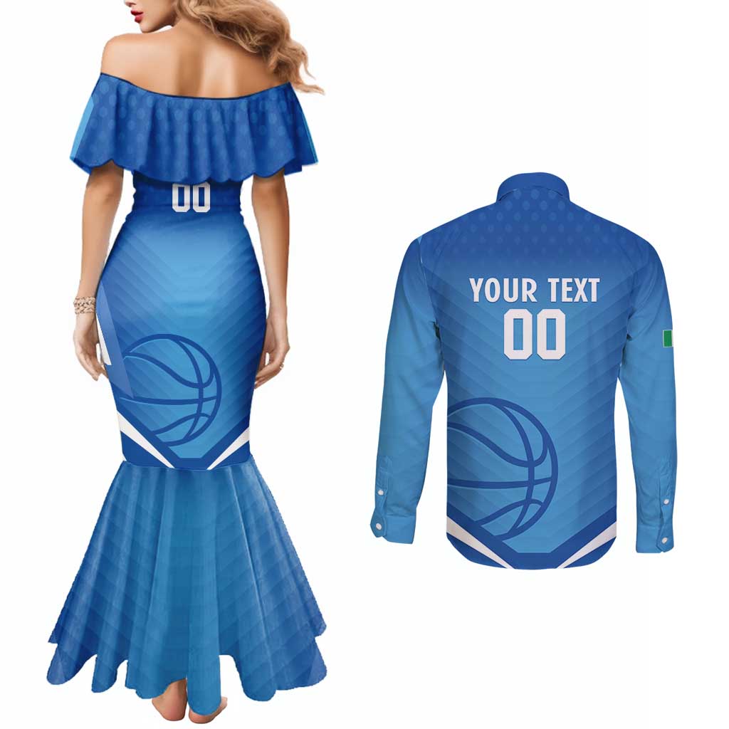 Italy Basketball Custom Couples Matching Mermaid Dress and Long Sleeve Button Shirt Gli Azzurri Go Champions - Wonder Print Shop