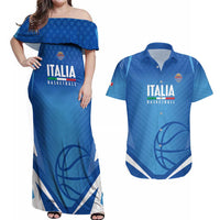 Italy Basketball Custom Couples Matching Off Shoulder Maxi Dress and Hawaiian Shirt Gli Azzurri Go Champions - Wonder Print Shop