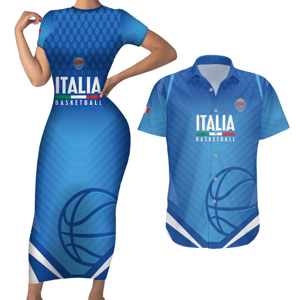 Italy Basketball Custom Couples Matching Short Sleeve Bodycon Dress and Hawaiian Shirt Gli Azzurri Go Champions - Wonder Print Shop