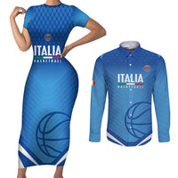 Italy Basketball Custom Couples Matching Short Sleeve Bodycon Dress and Long Sleeve Button Shirt Gli Azzurri Go Champions - Wonder Print Shop