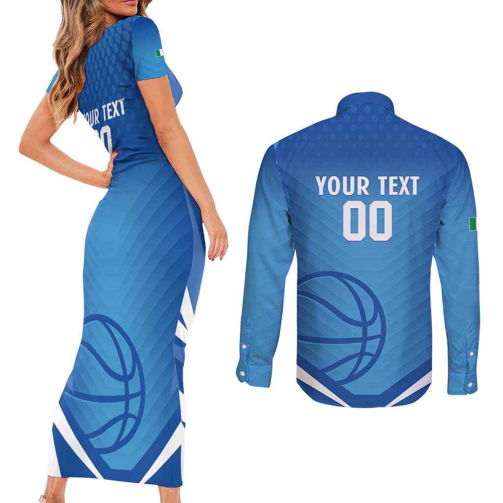 Italy Basketball Custom Couples Matching Short Sleeve Bodycon Dress and Long Sleeve Button Shirt Gli Azzurri Go Champions - Wonder Print Shop