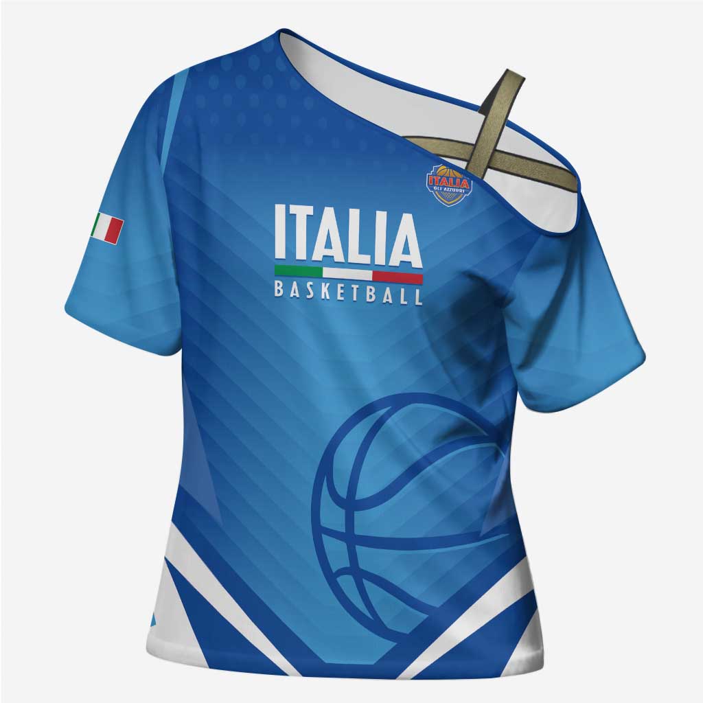 Italy Basketball Custom Cross Shoulder Shirt Gli Azzurri Go Champions - Wonder Print Shop
