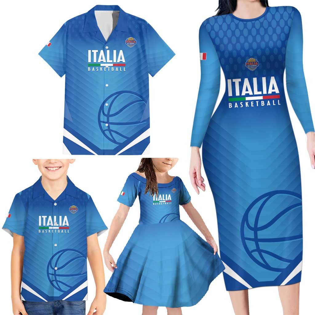 Italy Basketball Custom Family Matching Long Sleeve Bodycon Dress and Hawaiian Shirt Gli Azzurri Go Champions - Wonder Print Shop