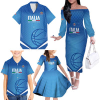 Italy Basketball Custom Family Matching Off The Shoulder Long Sleeve Dress and Hawaiian Shirt Gli Azzurri Go Champions - Wonder Print Shop