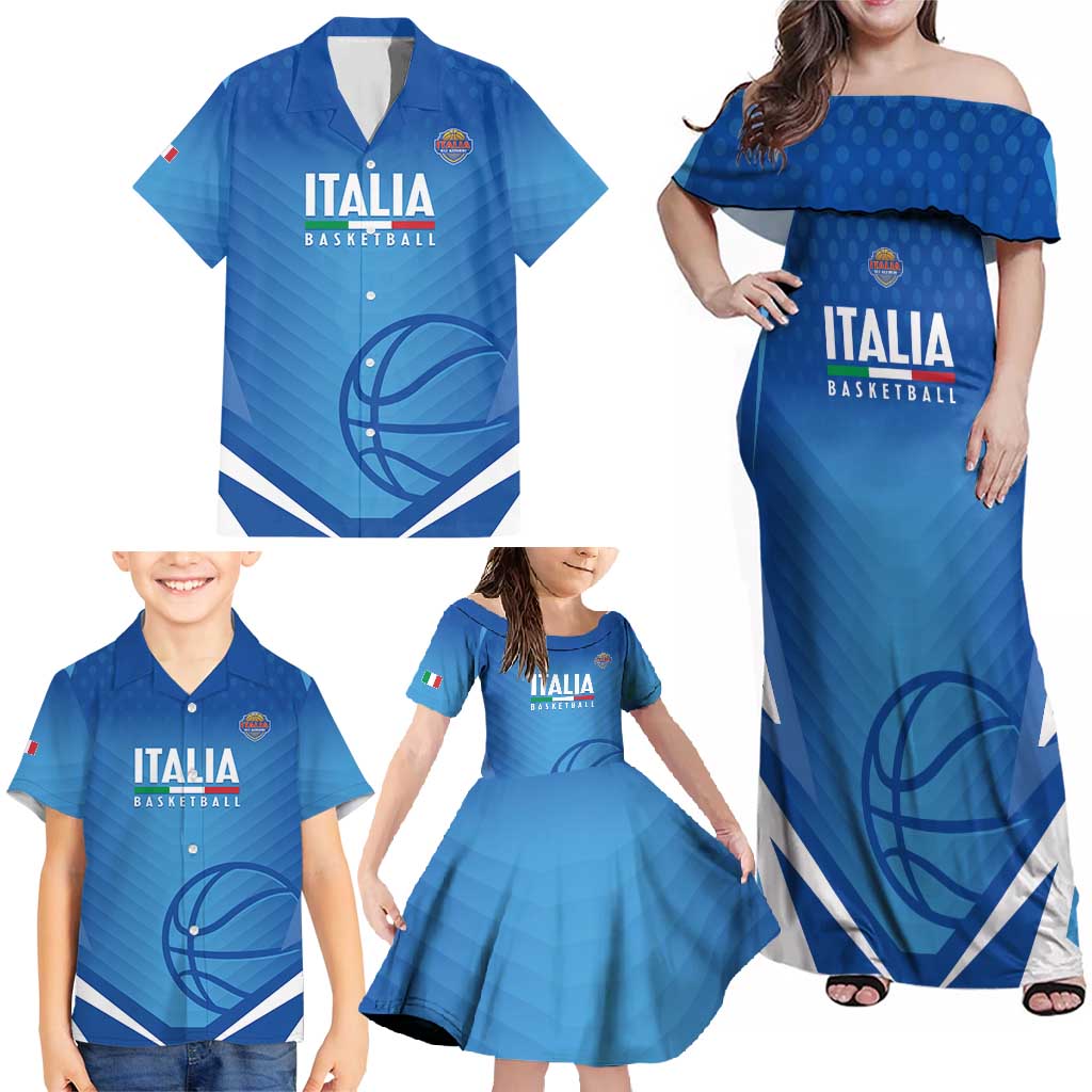 Italy Basketball Custom Family Matching Off Shoulder Maxi Dress and Hawaiian Shirt Gli Azzurri Go Champions - Wonder Print Shop